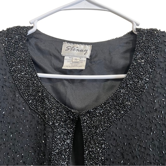 Vintage 1970’s Ste’Nay Beaded Silk Jacket Cover Up - Picture 2 of 7